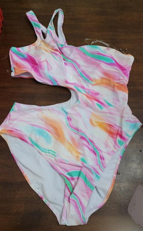 NWPT Decree XXL 1PC Cut Out Rainbow Stripe Swimsuit 122261