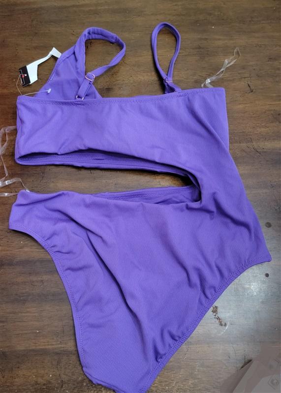 NWT Bar III XL Micro Rib Purple Monokini Swimsuit 122275
