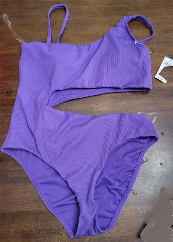 NWT Bar III XL Micro Rib Purple Monokini Swimsuit 122275