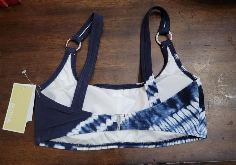NWT Michael Kors XS Logo Ring U-Neck Bikini Top Tie Dye 122282