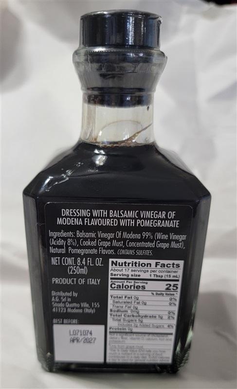 NWT Acetaia Del Re Dressing Balsamic Vinegar of Modena Pomegranate 122290
