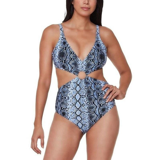 NWT Bar III S Slitherin Peri Blue Snakeskin Monokini 1PC Swimsuit 122308