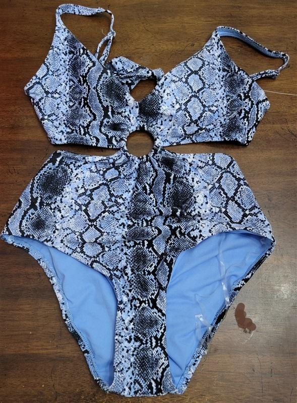 NWT Bar III S Slitherin Peri Blue Snakeskin Monokini 1PC Swimsuit 122308