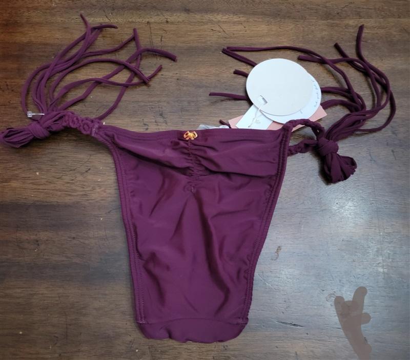 NWT Pilyq PQ SAA XS Mila Tie Tassel Side Teeny Bikini Bottoms Wine 122309