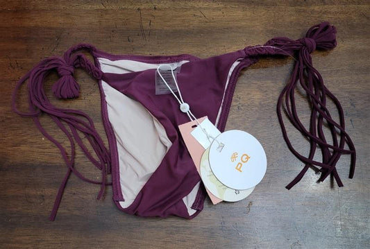 NWT Pilyq PQ SAA XS Mila Tie Tassel Side Teeny Bikini Bottoms Wine 122309