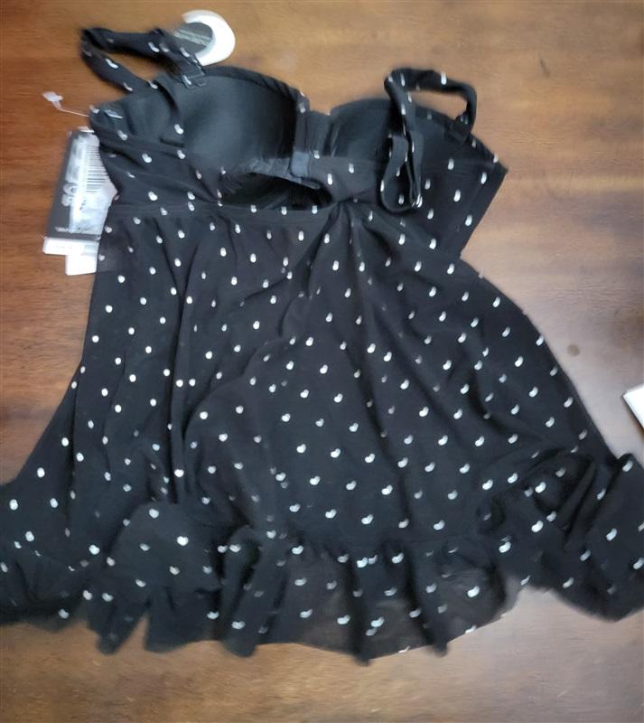NWT Coco Reef 32c Perfect Fit Black Tankini Polka Do Swimsuit 122310