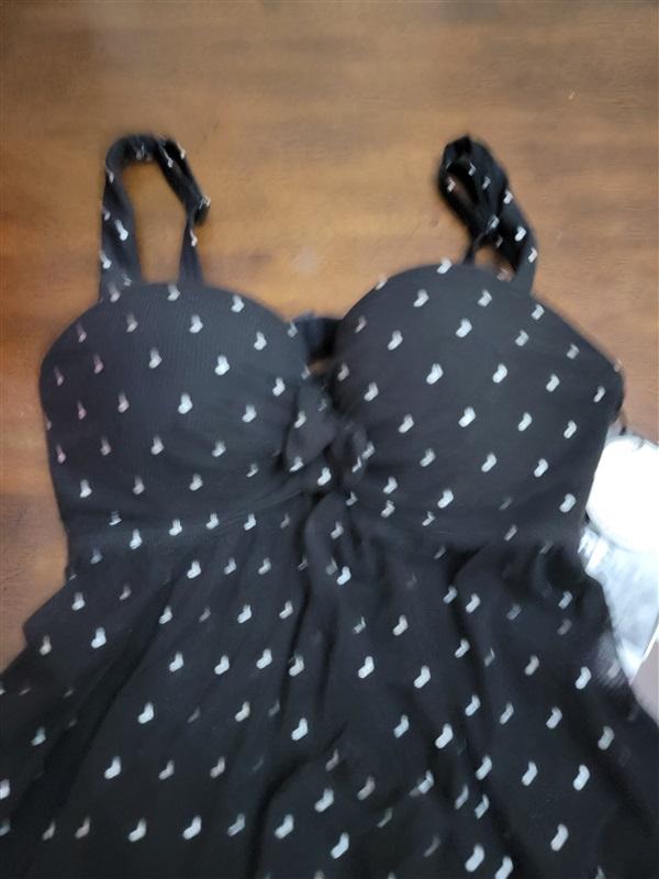 NWT Coco Reef 32c Perfect Fit Black Tankini Polka Do Swimsuit 122310