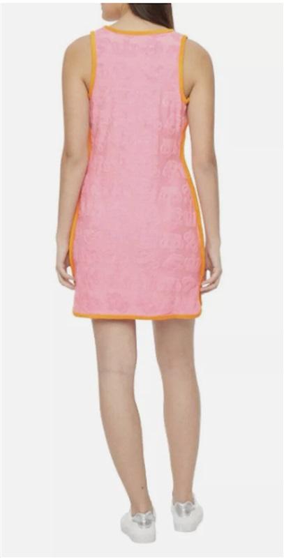 NWT Juicy Couture L Terry Cloth Swim Cover Up Midi T-shirt Dress Pink 122321