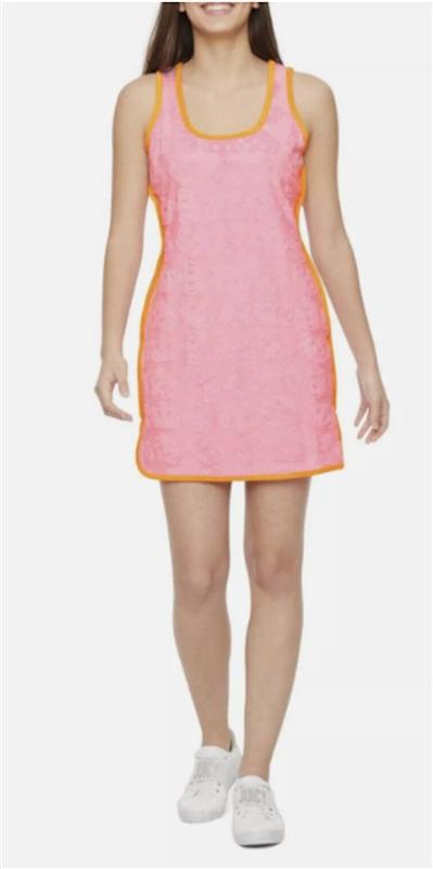 NWT Juicy Couture L Terry Cloth Swim Cover Up Midi T-shirt Dress Pink 122321