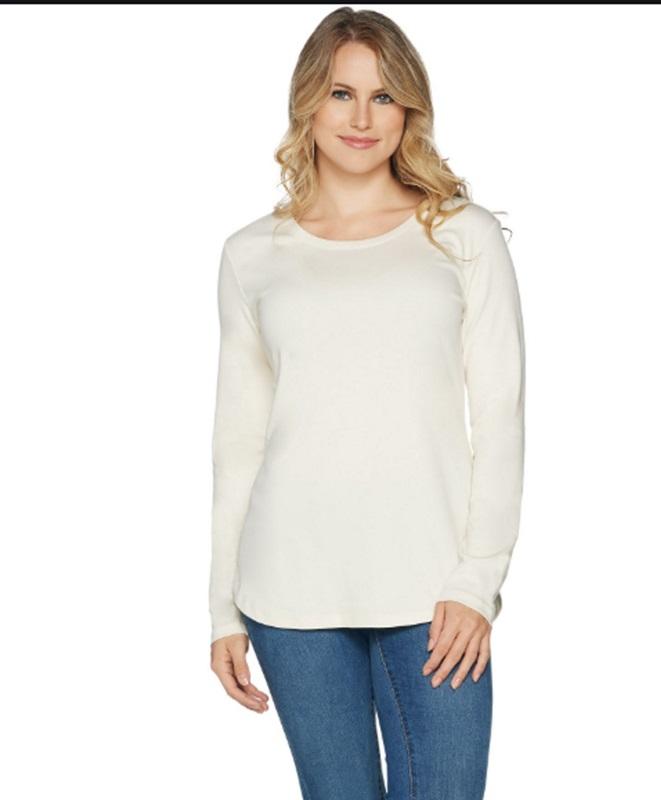 NWOT Isaac Mizrahi Essentials Curved Hem Tunic White Med 122341