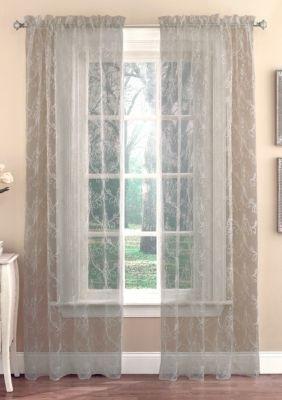 NWT Croscill Evangeline Sheer Tailored Panel Window Curtain 50x84 Gray 122357