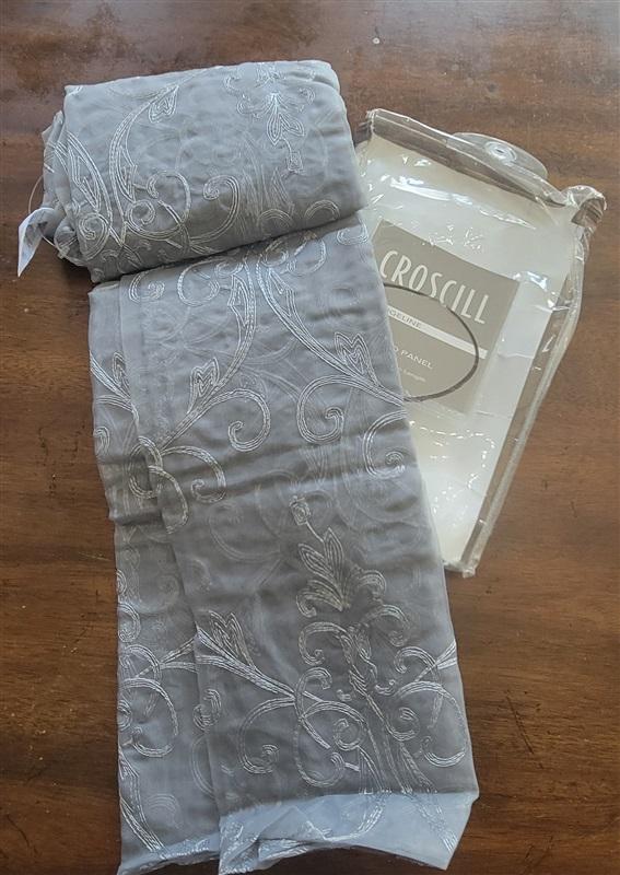NWT Croscill Evangeline Sheer Tailored Panel Window Curtain 50x84 Gray 122357