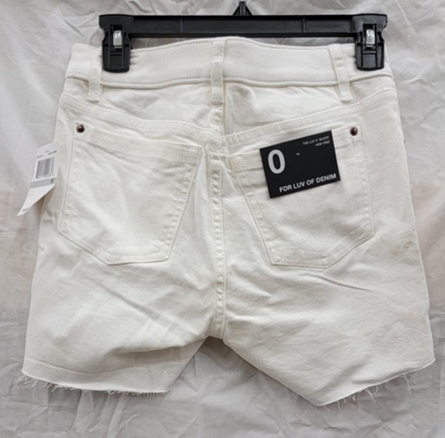 NWTD For Luv of Denim 0 White 4" Shorts High Rise Raw Edge 122358