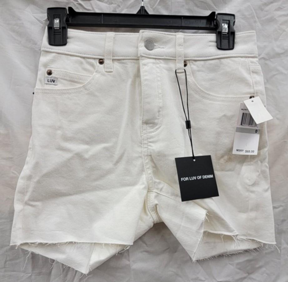 NWTD For Luv of Denim 0 White 4" Shorts High Rise Raw Edge 122358