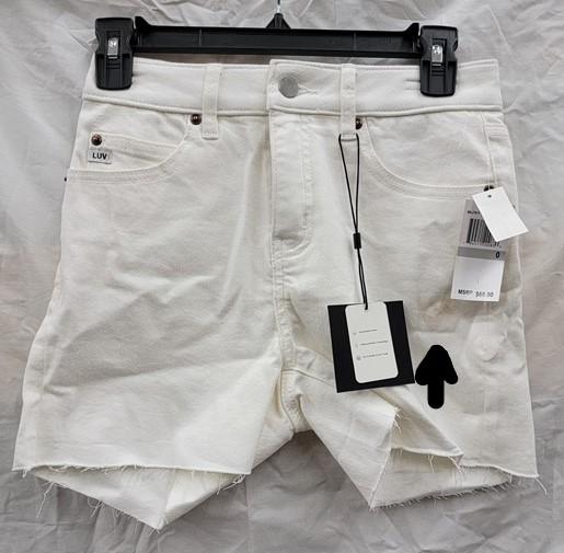 NWTD For Luv of Denim 0 White 4" Shorts High Rise Raw Edge 122358