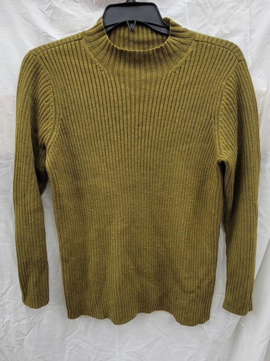 NWOT Eileen Fisher M Merino Wool Olive Green Turtle Neck Sweater 122360