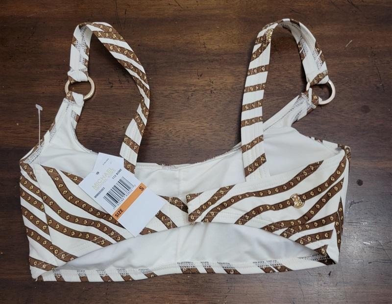 NWT Michael Kors S Logo Ring U-Neck Bralette Bikini Top & Bottom 122361