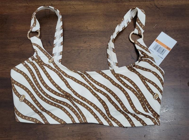 NWT Michael Kors S Logo Ring U-Neck Bralette Bikini Top & Bottom 122361