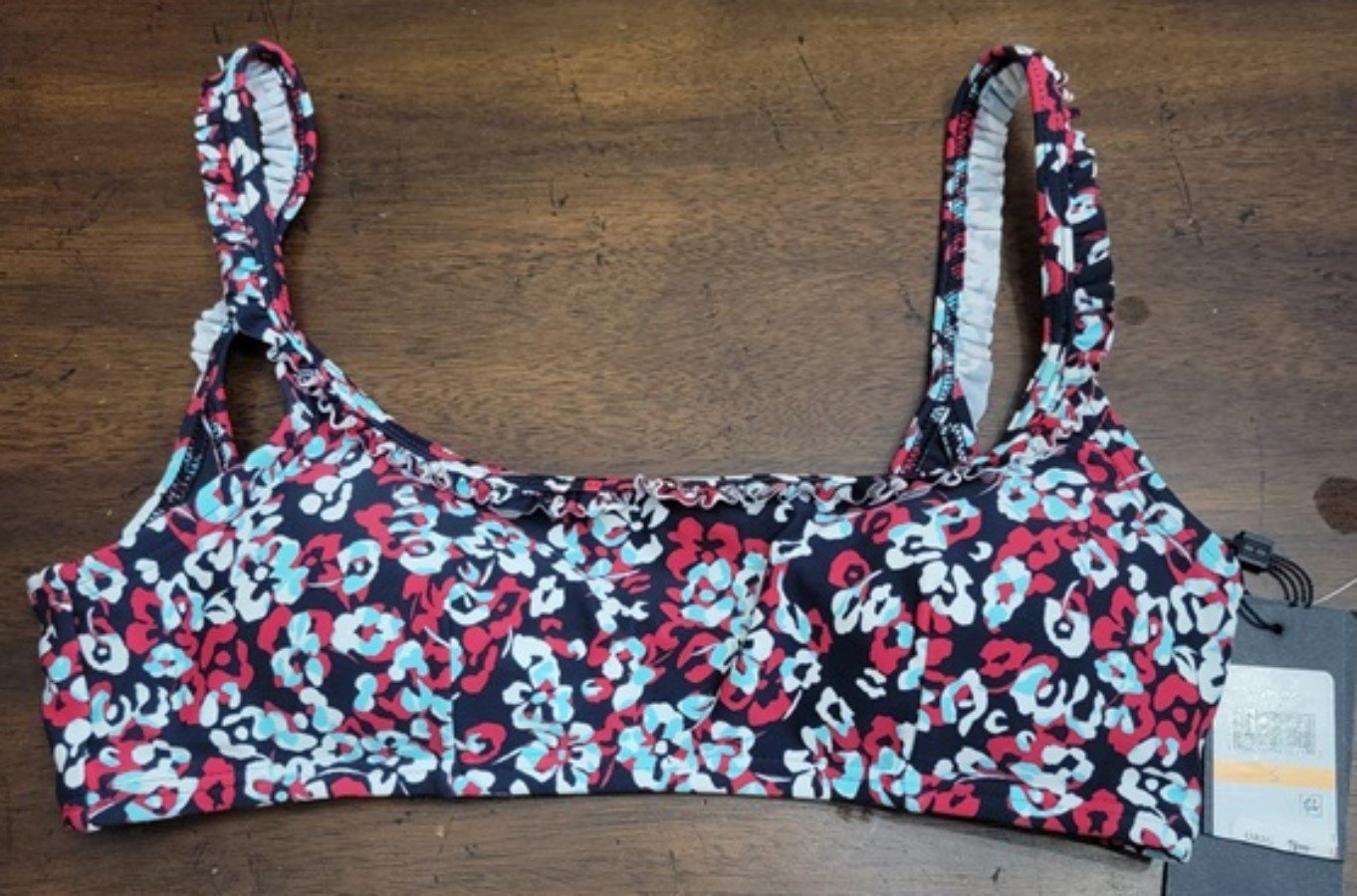 NWT Tommy Hilfiger S Ruffle Bikini Top Blue 122367