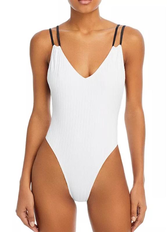 NWT Solid & Striped SM The Lynn White Black 1pc Swimsuit 122372