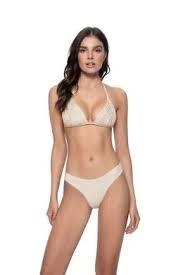 NWT Pilyq PQ S Eternal High Cut Teeny Bottom Bikini Swim Ivory Sparkle 122385