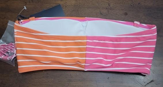 NWT Tommy Hilfiger M Bandeau Pink Orange Stripe Bikini Top 122395