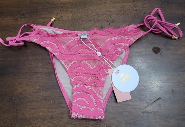 NWT Pilyq M CPK Pink Lace Side-Tie Teeny Bikini Swim Bottom 122401