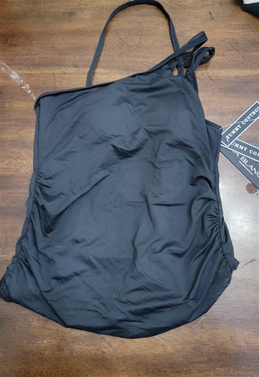 NWT La Blanca 8 Island Goddess 1 Shoulder Tankini Swim Top Black 122414
