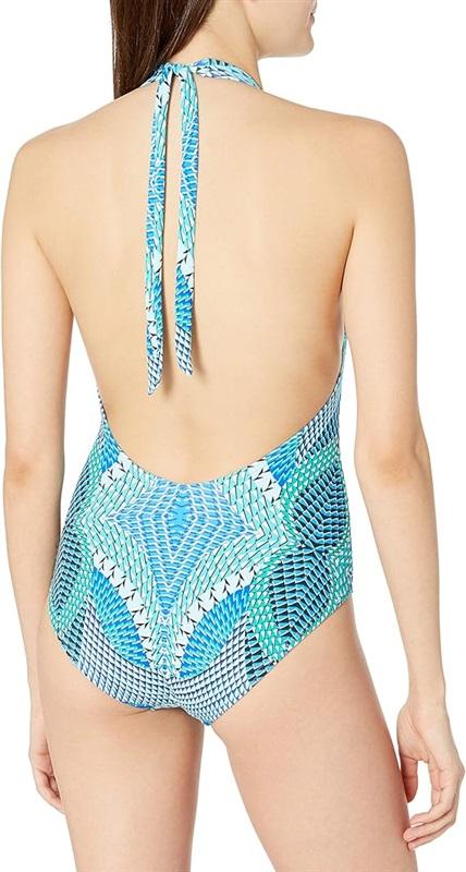NWT Echo Havana 8 Geo Halter 1p Swimsuit Blue 122425