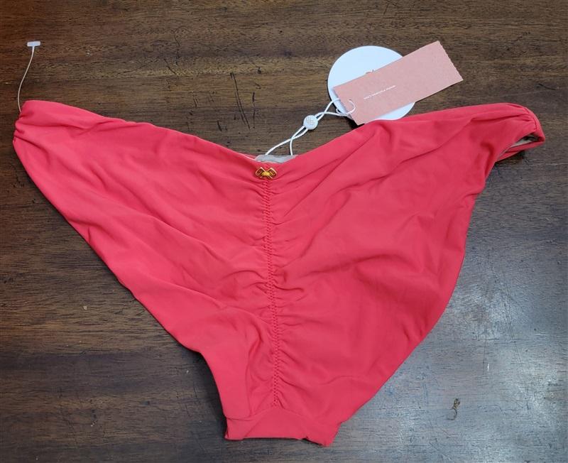 NWT PIlyq L Ava Red Basic Ruched Full Bikini Swim Bottom 122429