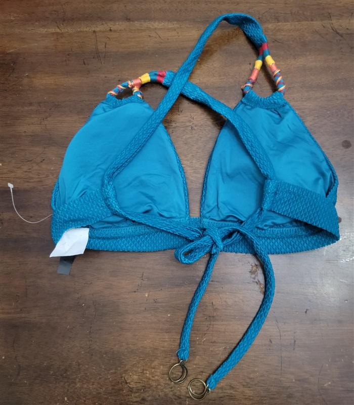 NWOT Sol Luna S Triangle Teal Wrapped Bikini Swim Top 122432