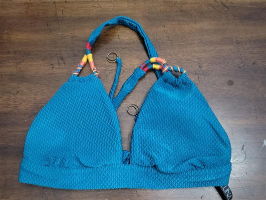 NWOT Sol Luna S Triangle Teal Wrapped Bikini Swim Top 122432