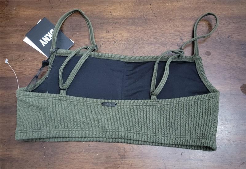 NWT DKNY S Wavy Print Bikini Swim Top Olive Green 122434