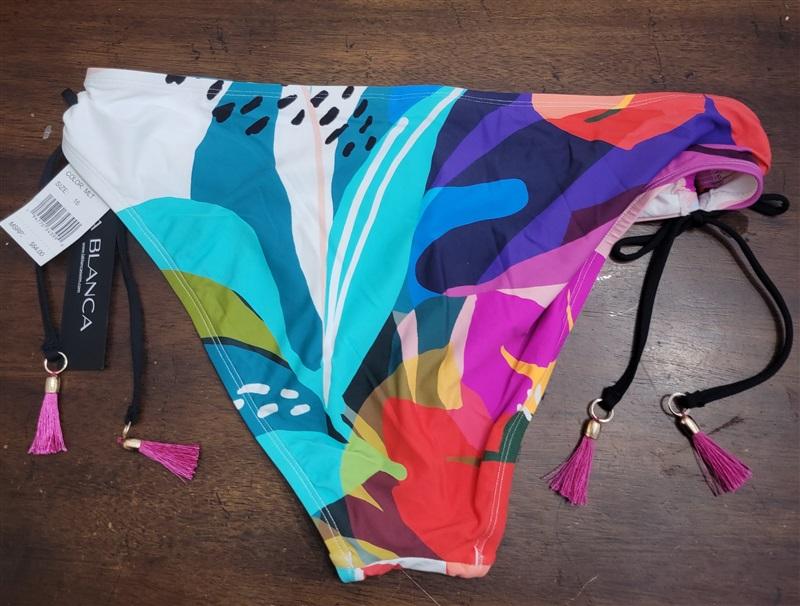 NWT La Blanca 16 Mod Stripe Side-Tie Bikini Swim Bottoms 122437