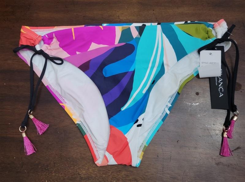 NWT La Blanca 16 Mod Stripe Side-Tie Bikini Swim Bottoms 122437