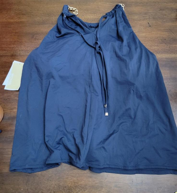 NWT MICHAEL KORS S Chain High-Neck Tankini Top Navy 122439