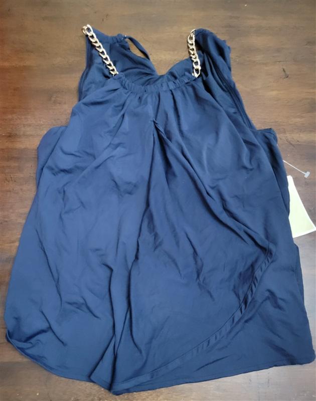 NWT MICHAEL KORS S Chain High-Neck Tankini Top Navy 122439