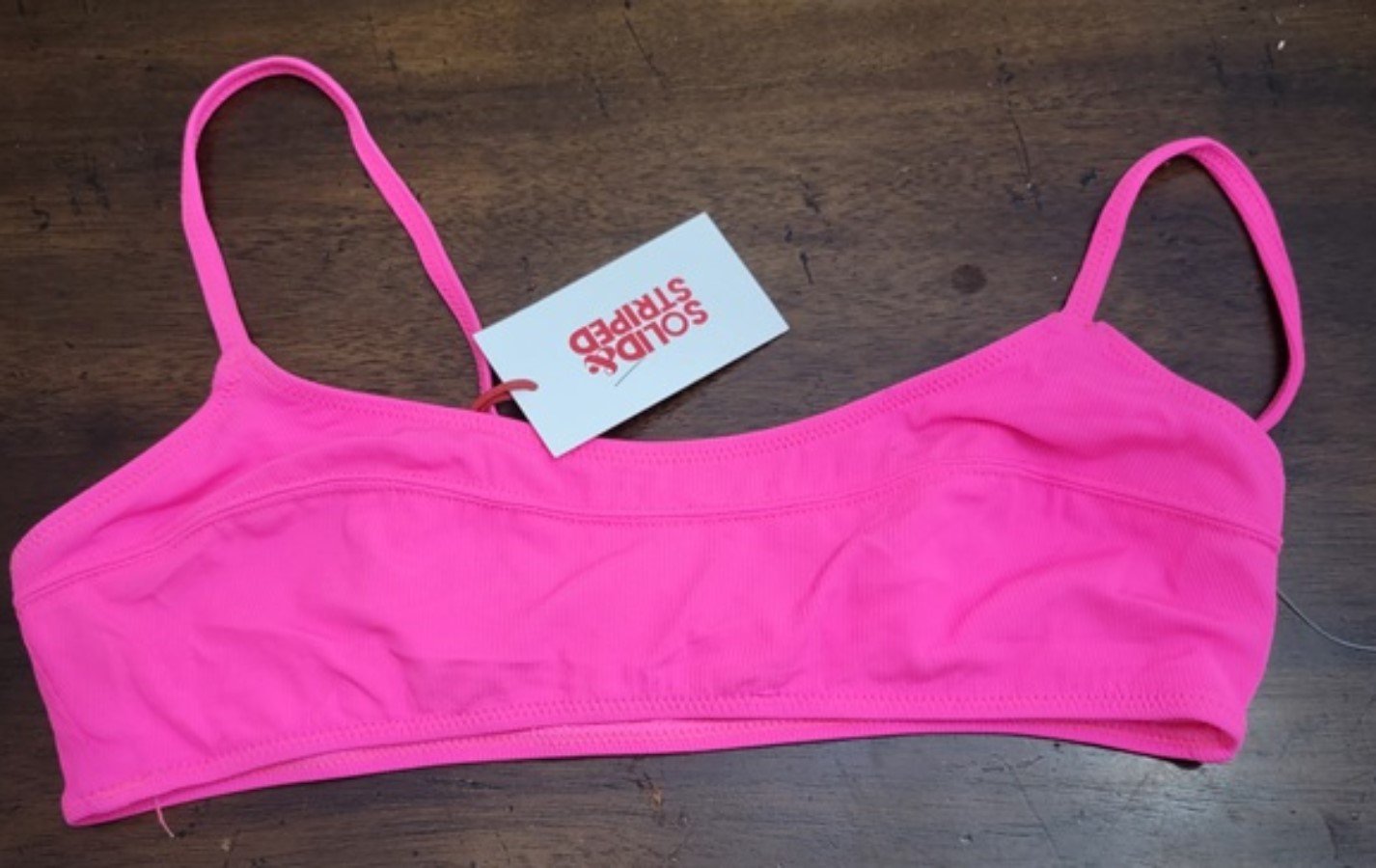 NWOTD Solid & Striped Pink Bandeau Bikini Swim Top 122446