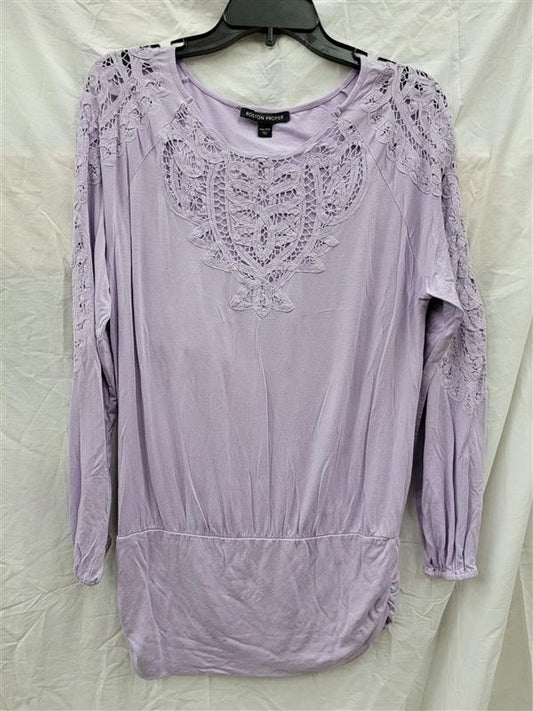 NWOTD Boston Proper XXS Blouson Purple Long sleeve Lace Top 122447