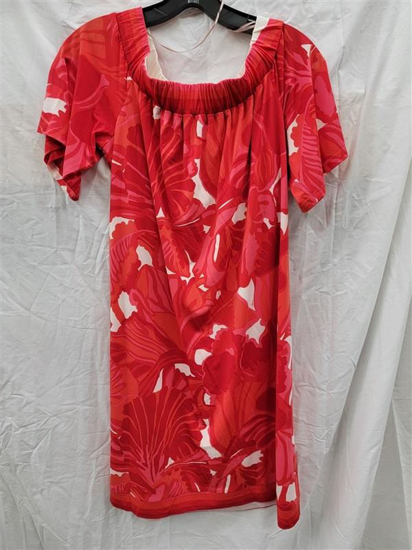 NWOT Trina Turk Off Shoulder Red White Tropical Dress 122449
