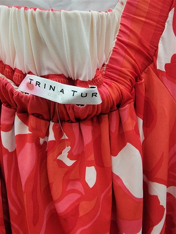 NWOT Trina Turk Off Shoulder Red White Tropical Dress 122449