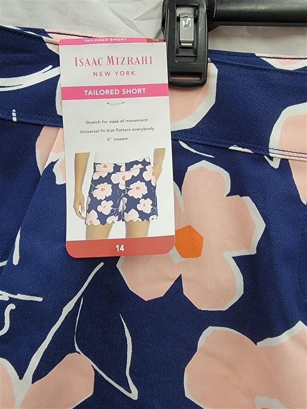 NWT Isaac Mizrahi 14 Tailored Shorts 5" Floral Blue Pink White 122452