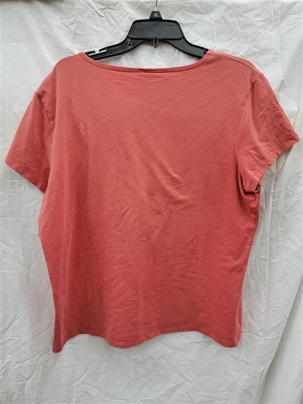 PO Eileen Fisher XL Orange Crew Neck Short Sleeve Tee Shirt 122454
