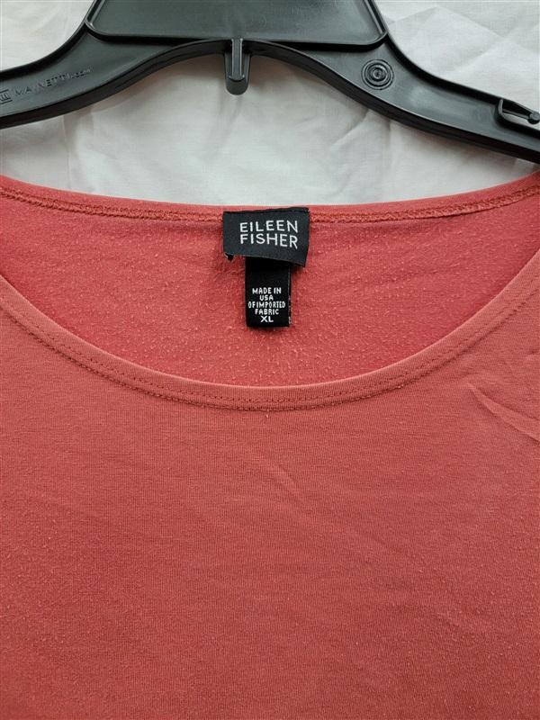 PO Eileen Fisher XL Orange Crew Neck Short Sleeve Tee Shirt 122454