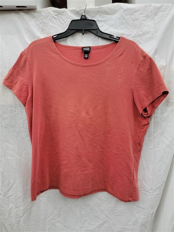 PO Eileen Fisher XL Orange Crew Neck Short Sleeve Tee Shirt 122454
