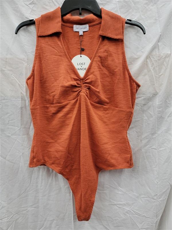 NWT Lost + Wonder L Amber Waves Bodysuit Orange 122455