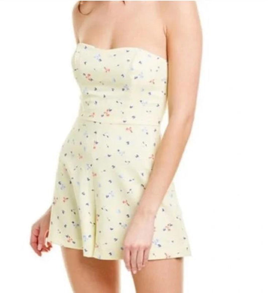 NWT French Connection XL Yellow Strapless Floral Romper 122456
