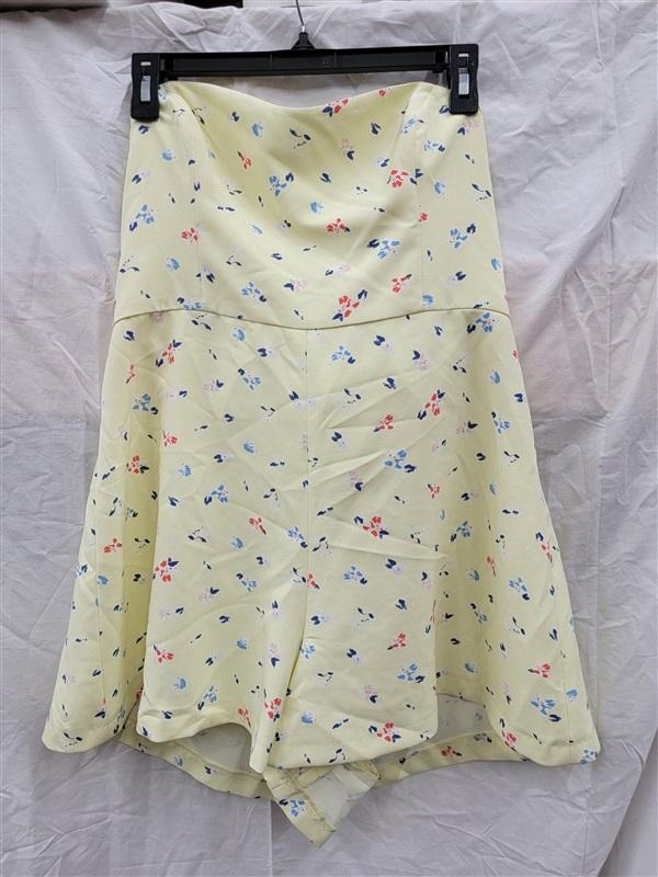 NWT French Connection XL Yellow Strapless Floral Romper 122456