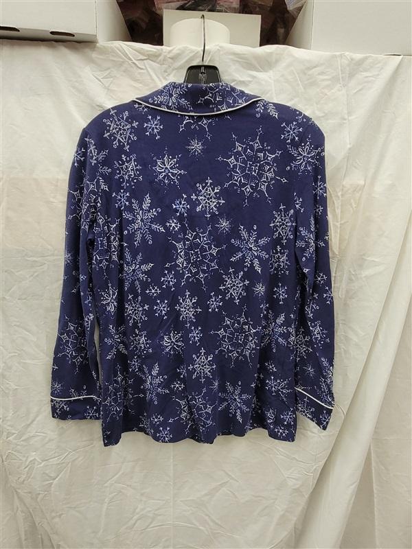 NWOT Soma S Embraceable Long Sleeve Notch Collar Pajama Top Snowflake 122461