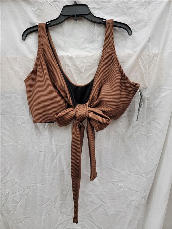 NWT Fashion to Figure sz 3 Rib Knit O Ring Wrap Top Brown 122469
